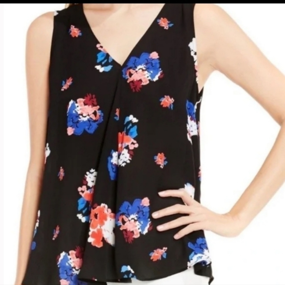 Vince Camuto V-Neck Tank Blouse Sz PS Floral